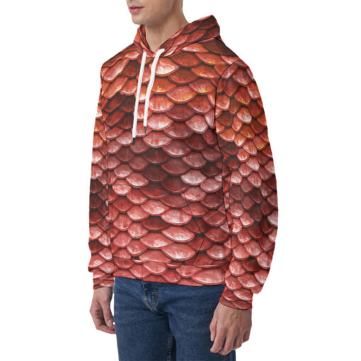 Red Fish Scales Men's Hoodie - Image 3