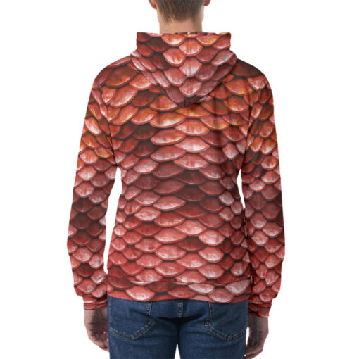 Red Fish Scales Men's Hoodie - Image 4