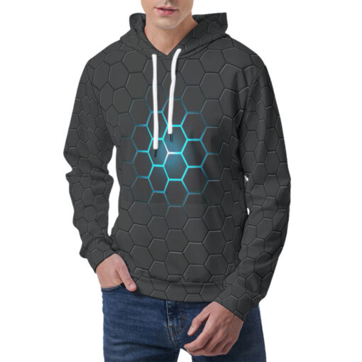 Dark Gray Hexagons Men's Hoodie