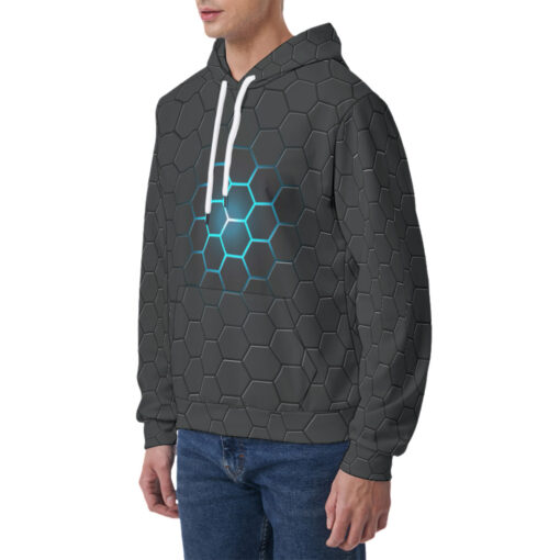 Dark Gray Hexagons Men's Hoodie - Image 3