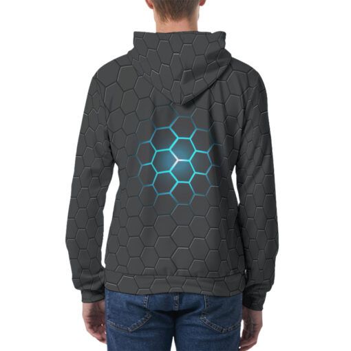 Dark Gray Hexagons Men's Hoodie - Image 4