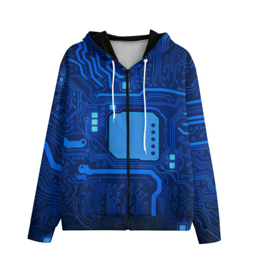 Computer Circuit Board Zip Up Hoodie