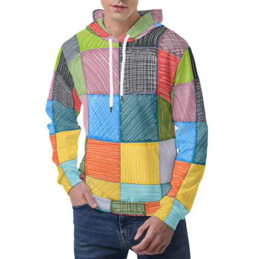 Patchwork Stroke Drawing Men's Hoodie