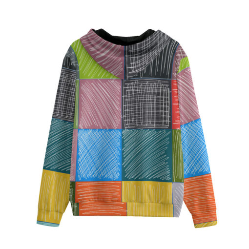 Patchwork Stroke Drawing Zip Up Hoodie - Image 2