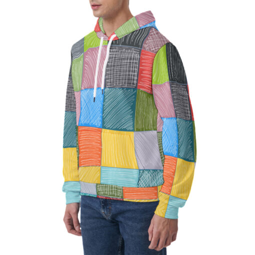 Patchwork Stroke Drawing Men's Hoodie - Image 3