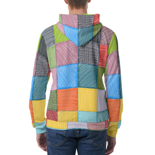 Patchwork Stroke Drawing Men's Hoodie - Image 4