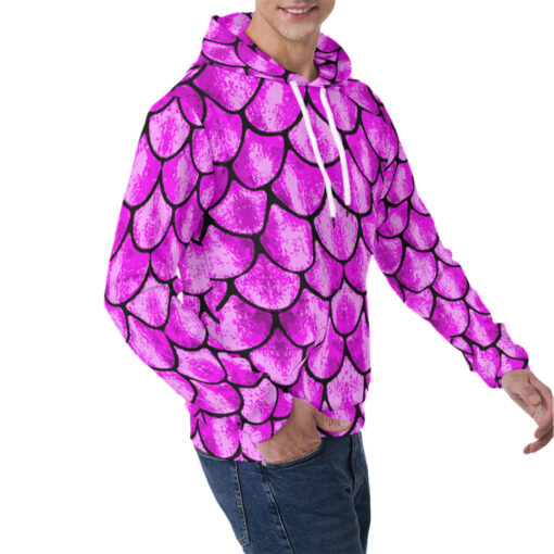 Pink Fish Scales Men's Hoodie - Image 2