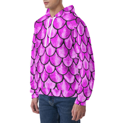 Pink Fish Scales Men's Hoodie - Image 3