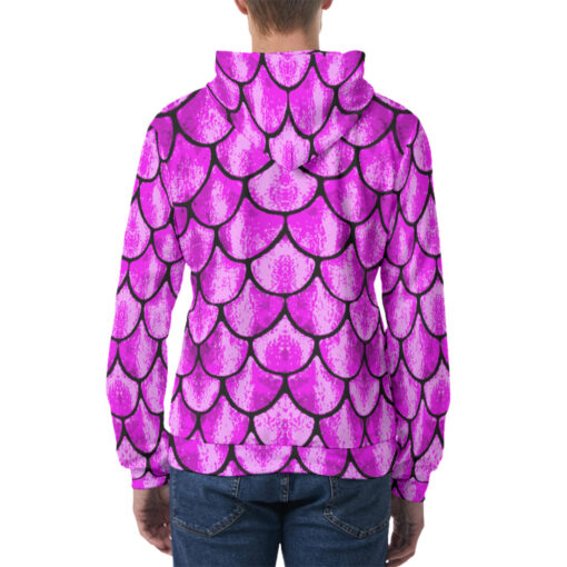 Pink Fish Scales Men's Hoodie - Image 4