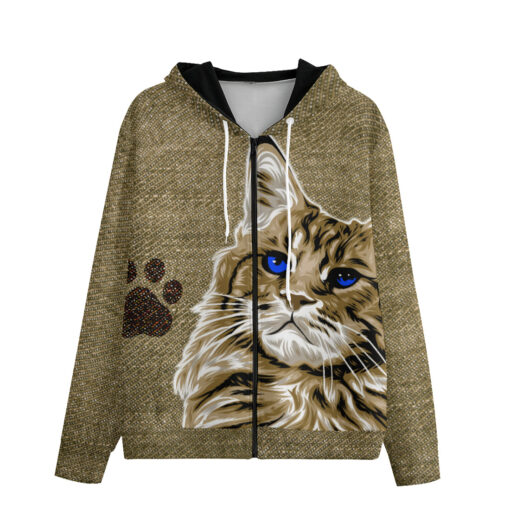 Red Maine Coon Cat Zip Up Hoodie