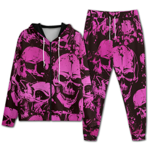 Pink Grunge Skulls Men's Tracksuit