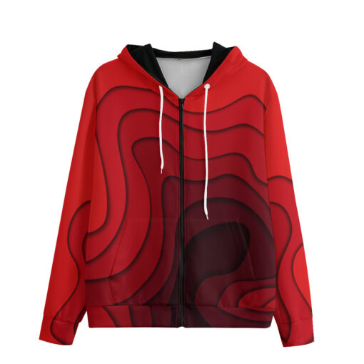 Red Waves Zip Up Hoodie