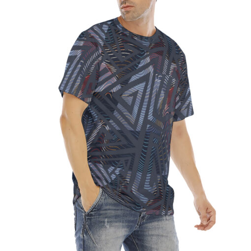 Urban Geometric Maze Men's T-Shirt - Image 3