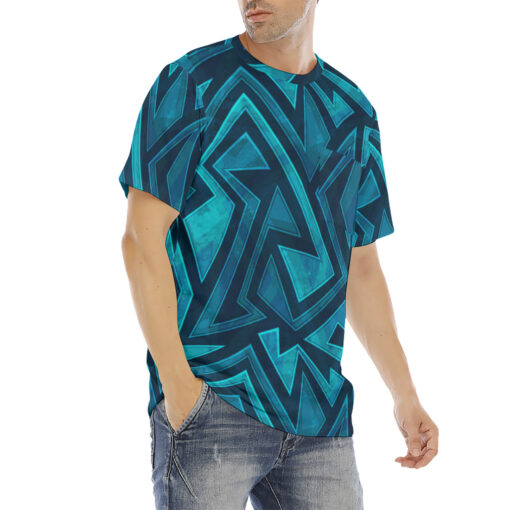 Blue Grunge Maze Men's T-Shirt - Image 3