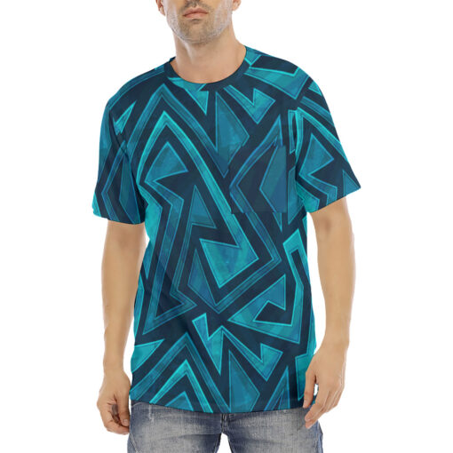 Blue Grunge Maze Men's T-Shirt