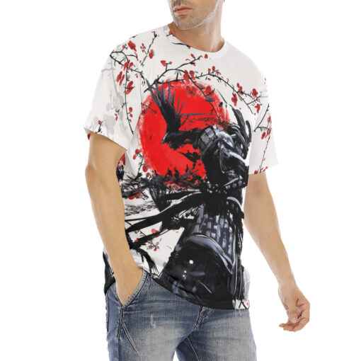 Samurai Sakura Red Sun Men's T-Shirt - Image 3