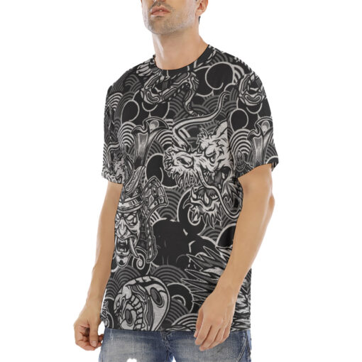 Vintage Snake Dragon Samurai Men's T-Shirt - Image 2