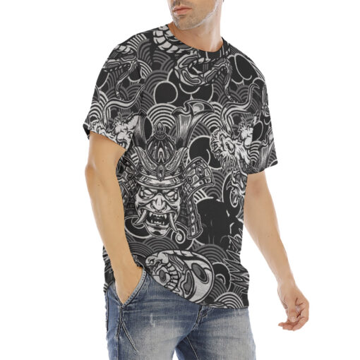 Vintage Snake Dragon Samurai Men's T-Shirt - Image 3