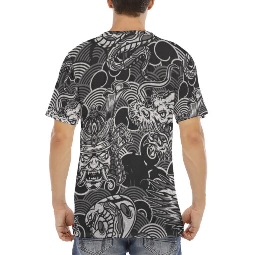 Vintage Snake Dragon Samurai Men's T-Shirt - Image 4