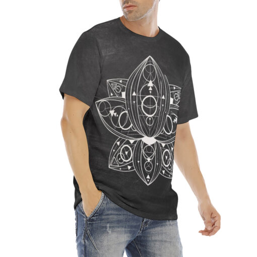 Lotus Flower Mehndi Ornament Men's T-Shirt - Image 3