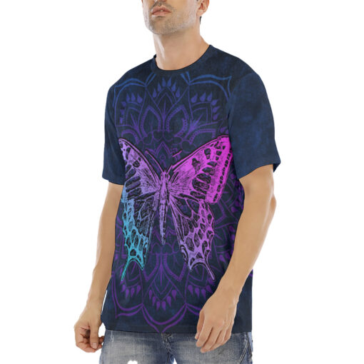 Colorful Mandala And Butterfly Men's T-Shirt - Image 2