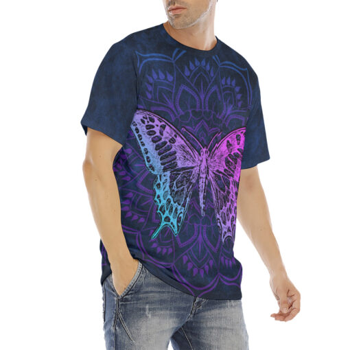 Colorful Mandala And Butterfly Men's T-Shirt - Image 3