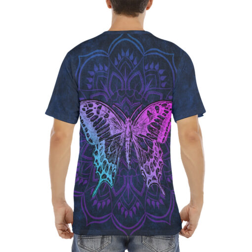 Colorful Mandala And Butterfly Men's T-Shirt - Image 4