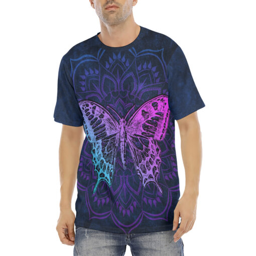 Colorful Mandala And Butterfly Men's T-Shirt