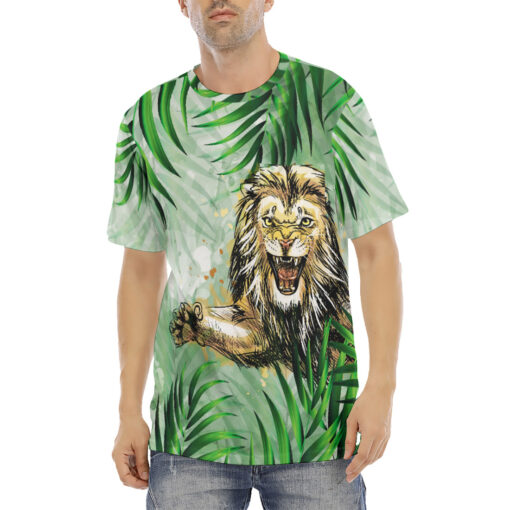 Lion Jumping from Jungle Men's T-Shirt