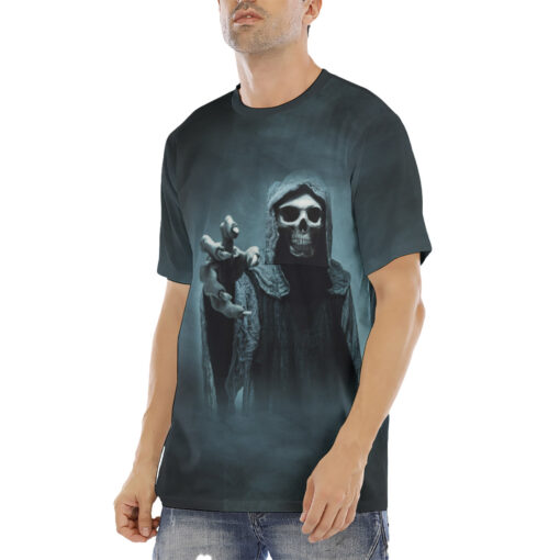 Grim Reaper Over Dark Misty Men's T-Shirt - Image 2