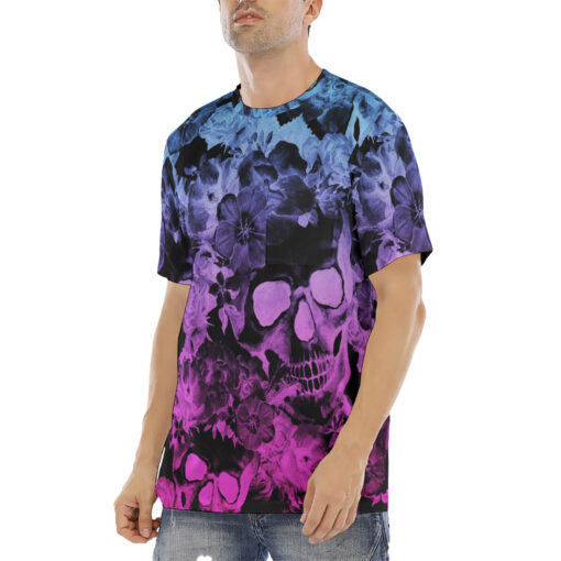 Neon Skulls with Flowers Men's T-Shirt - Image 2