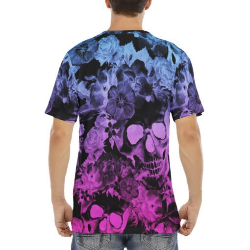 Neon Skulls with Flowers Men's T-Shirt - Image 4