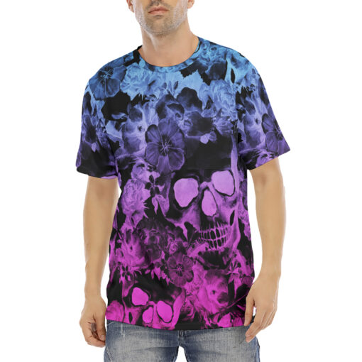 Neon Skulls with Flowers Men's T-Shirt