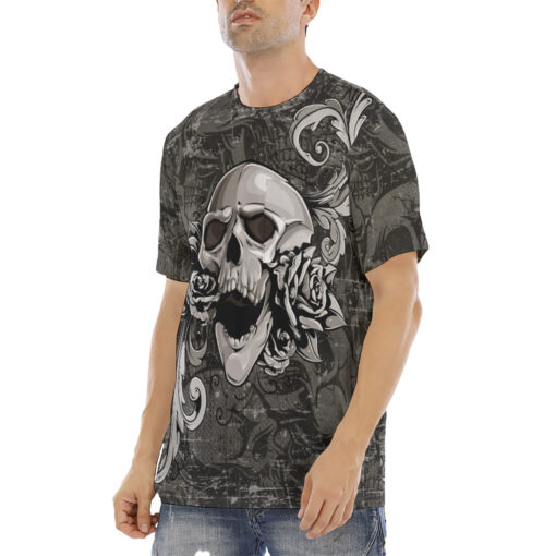 Skull with Flowers Men's T-Shirt - Image 2