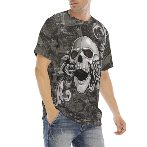 Skull with Flowers Men's T-Shirt - Image 3