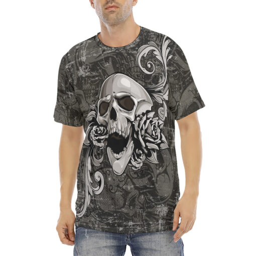 Skull with Flowers Men's T-Shirt