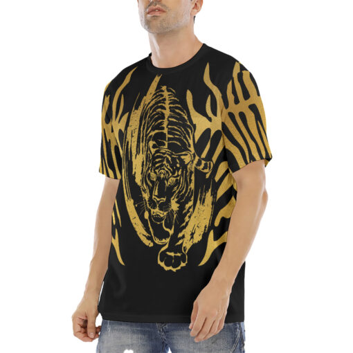 Black Tiger on Gold Men's T-Shirt - Image 2