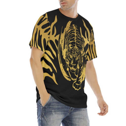 Black Tiger on Gold Men's T-Shirt - Image 3