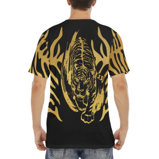 Black Tiger on Gold Men's T-Shirt - Image 4