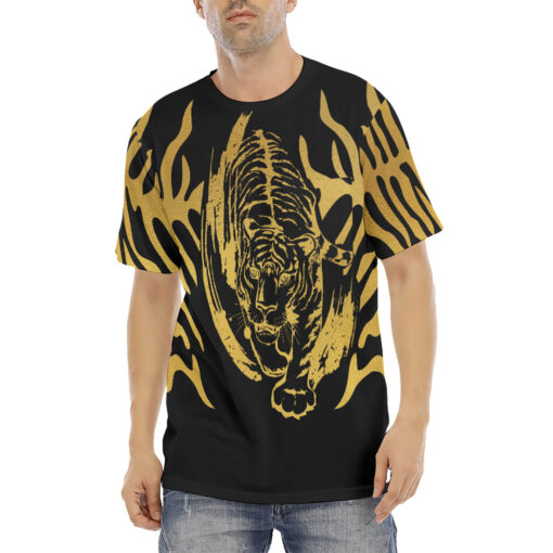 Black Tiger on Gold Men's T-Shirt