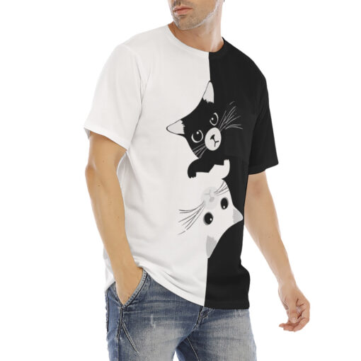 Yin Yang Cats Men's T-Shirt - Image 3