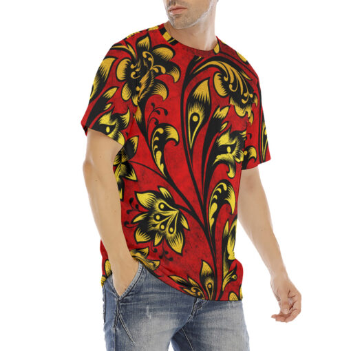 Floral Khokhloma Men's T-Shirt - Image 3