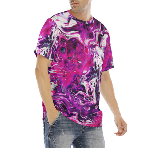 Purple Acrylic Marble Men's T-Shirt - Image 3