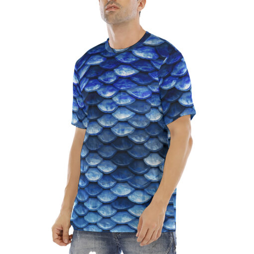 Blue Fish Scales Men's T-Shirt - Image 2