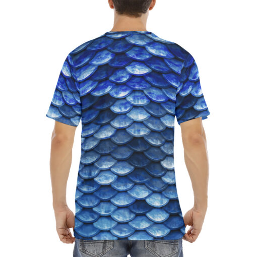 Blue Fish Scales Men's T-Shirt - Image 4