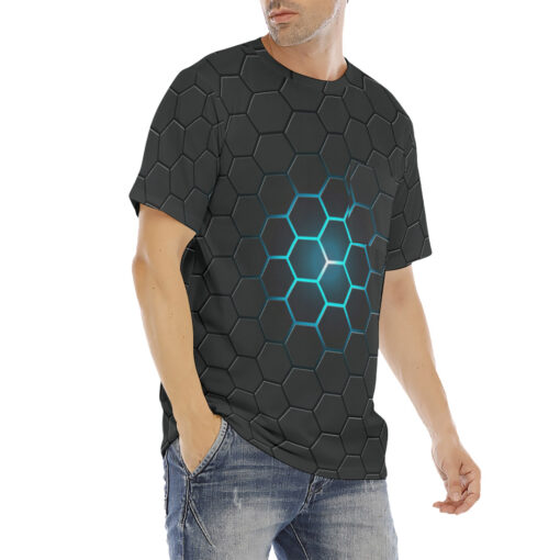 Dark Gray Hexagons Men's T-Shirt - Image 3