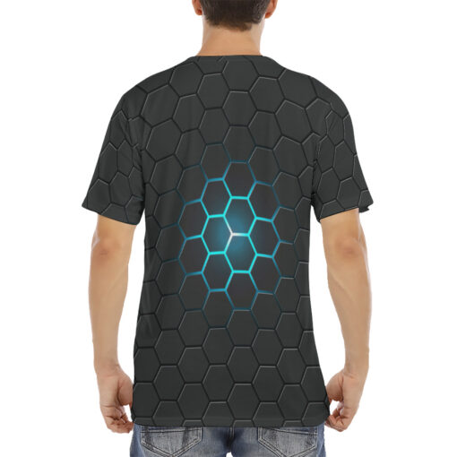 Dark Gray Hexagons Men's T-Shirt - Image 4