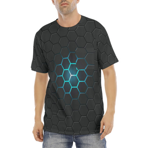 Dark Gray Hexagons Men's T-Shirt