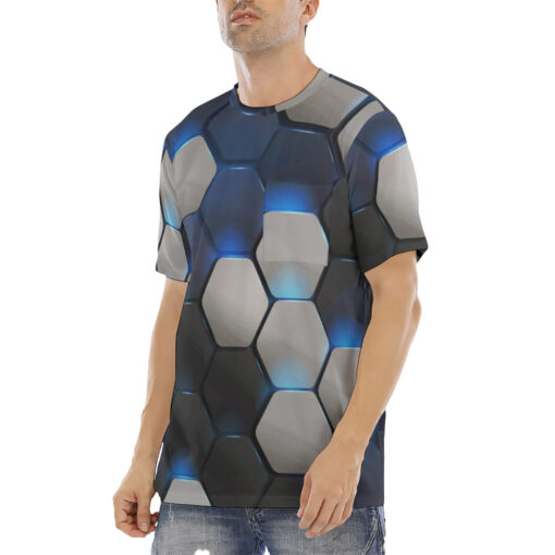 Hexagonal Modern Tech Men's T-Shirt - Image 2