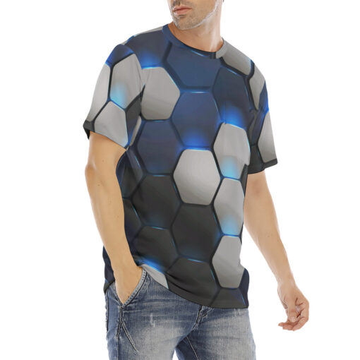 Hexagonal Modern Tech Men's T-Shirt - Image 3